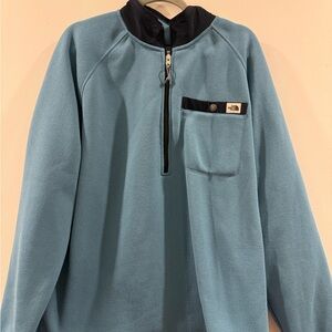The North Face Sky Blue and Black Quarter-Zip Fleece